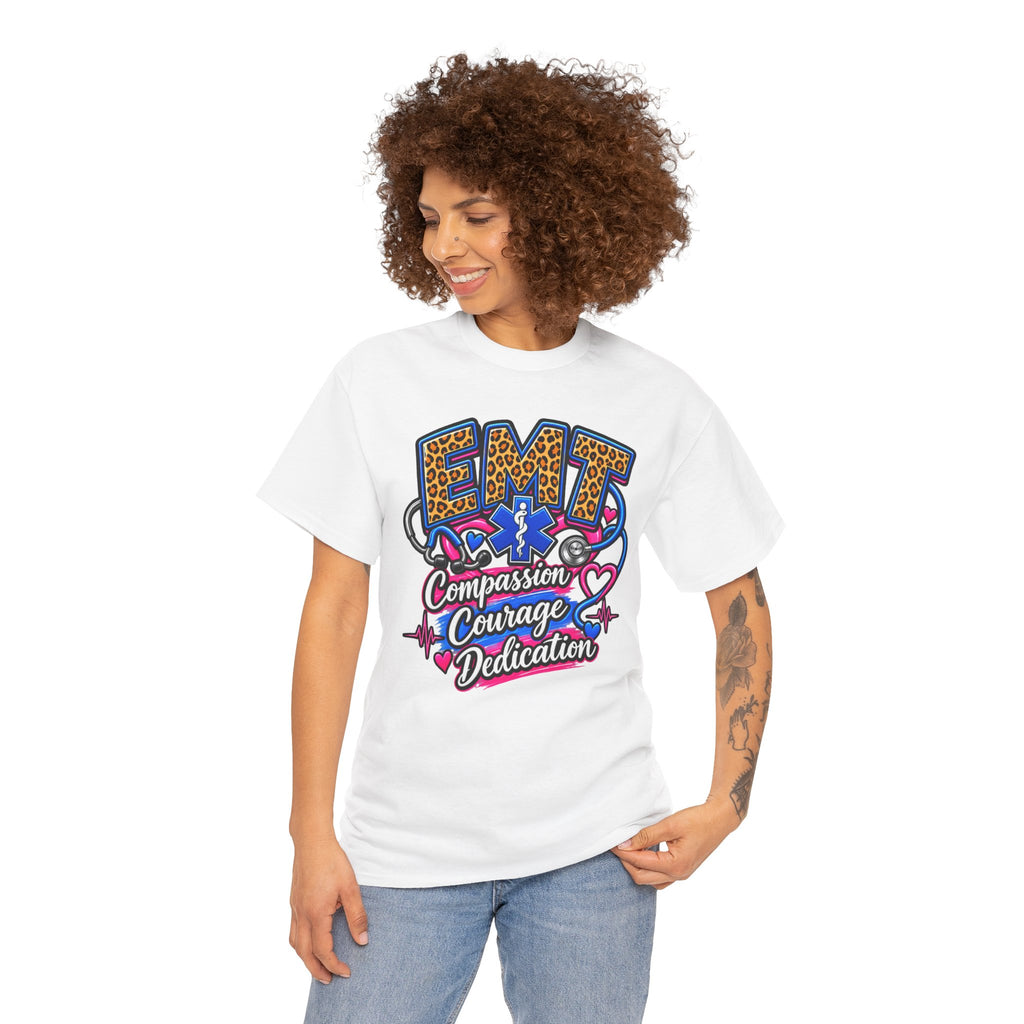 EMT Compassion Courage Dedication T-Shirt — Paramedic & First Responder Tribute Tee