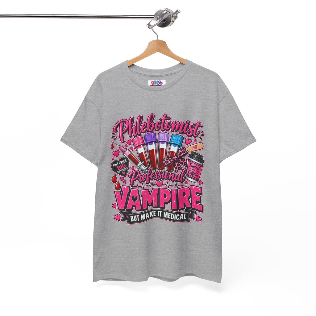 Phlebotomist Vampire T-Shirt – 'Professional Vampire but Make It Medical' Cute Medical Worker Tee