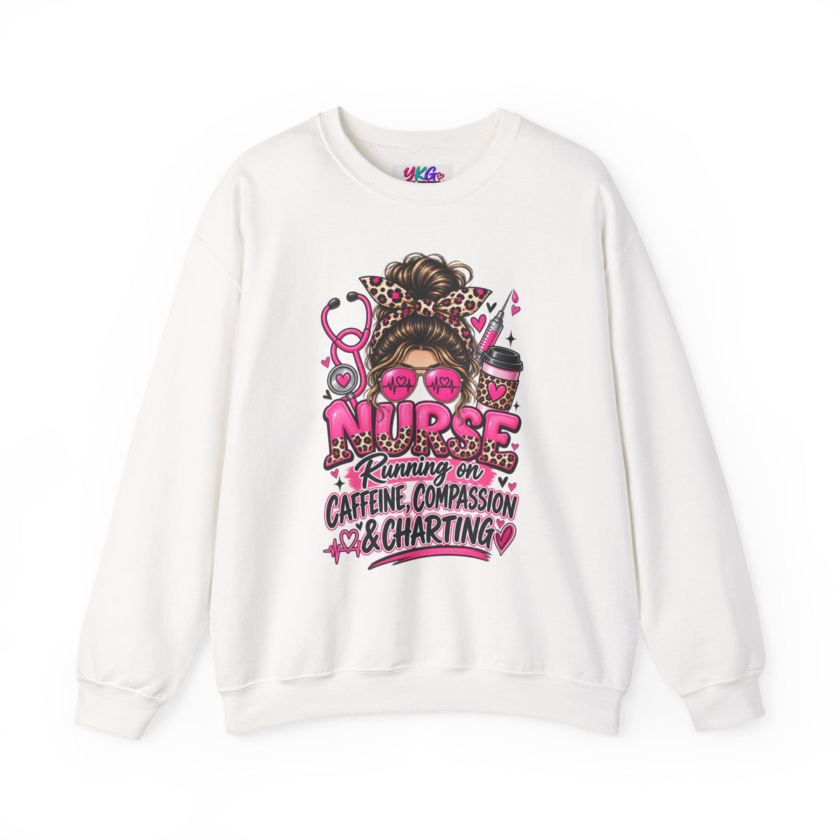Registered Nurse Crewneck Sweatshirt — Caffeine, Compassion & Charting