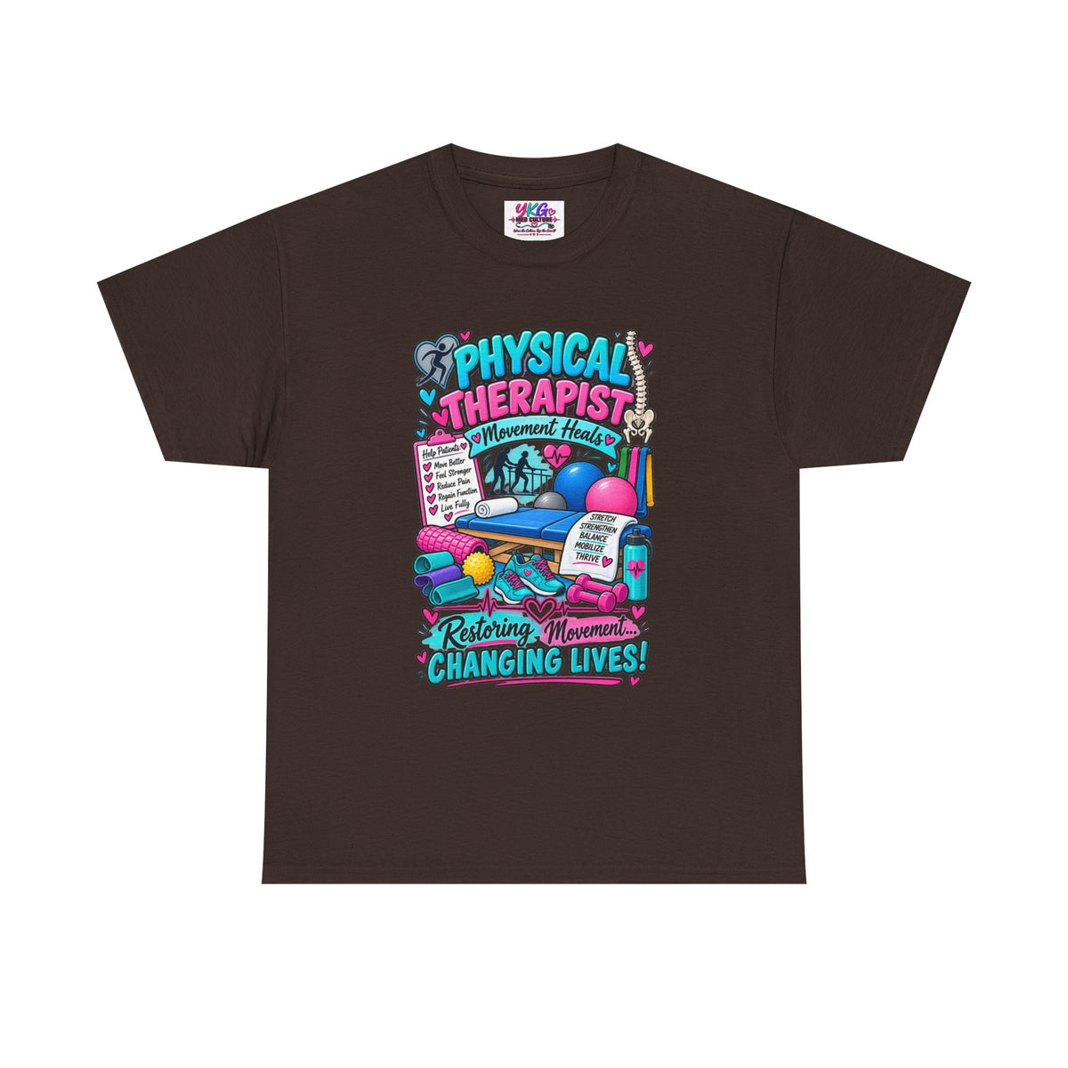 Physical Therapist T-Shirt — "Restoring Movement, Changing Lives" Colorful Rehab Tee
