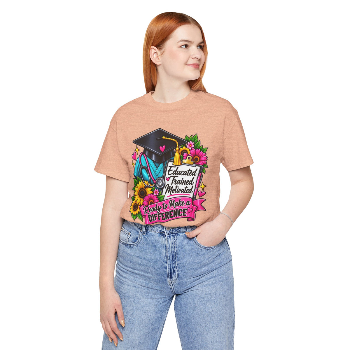 Healthcare Graduation T-Shirt | Educated, Trained, Motivated