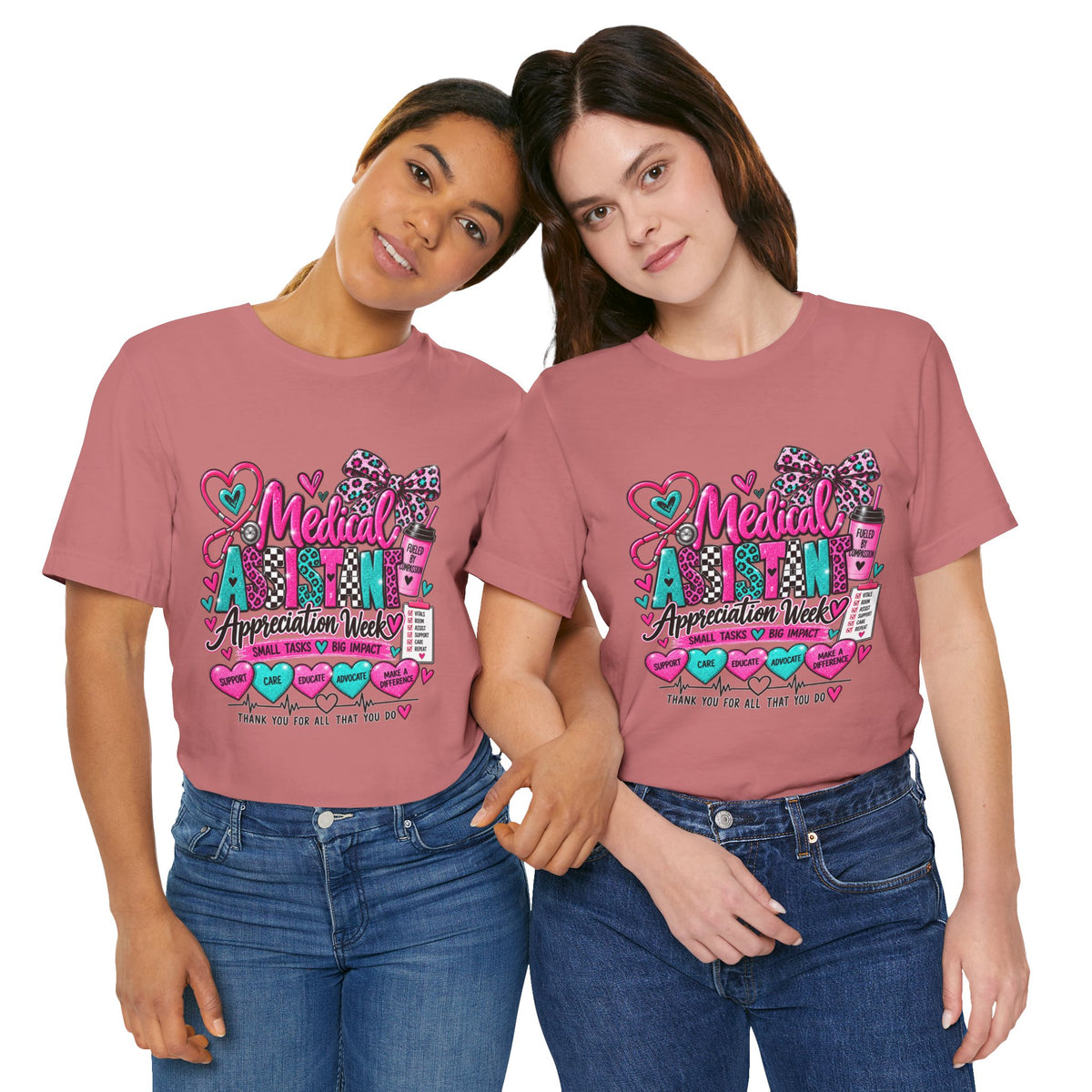 Medical Assistant Appreciation Week T‑Shirt – Cute Pink & Teal Appreciation Tee