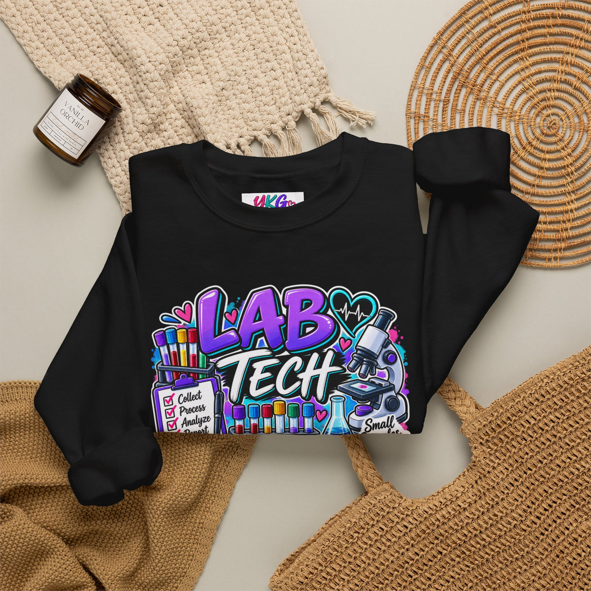 Lab Tech Crewneck Sweatshirt — Colorful Science Lab Technician Graphic