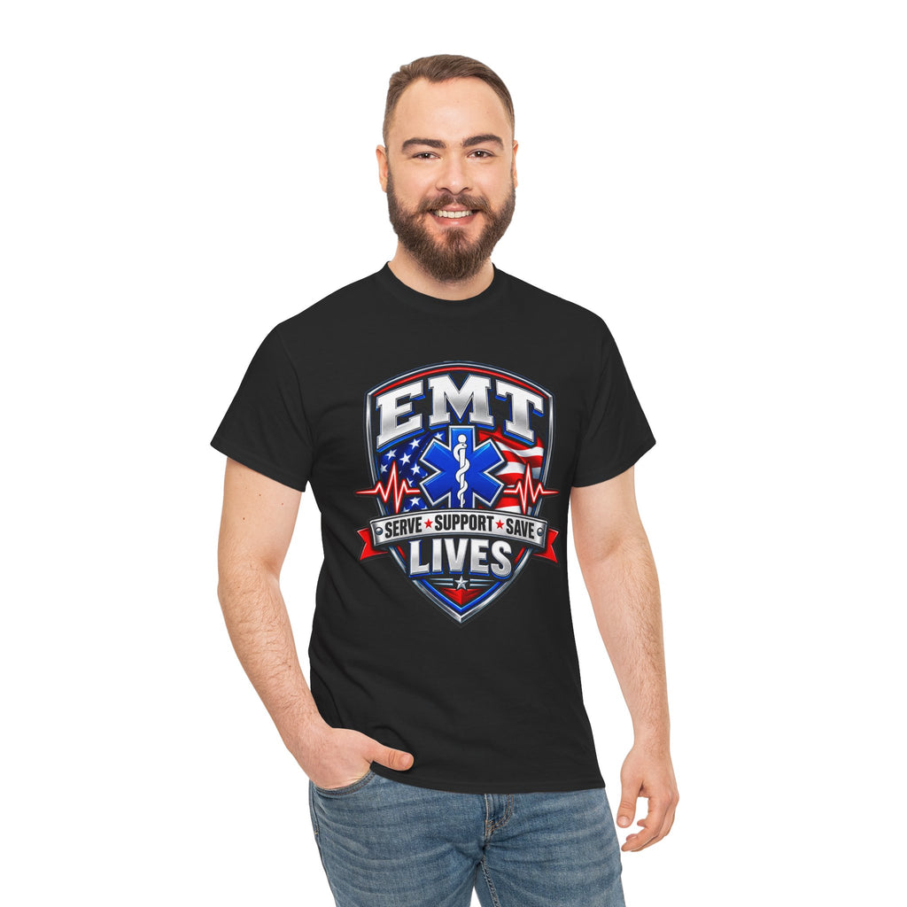 EMT Lives Tee — "Serve • Support • Save" EMS Shield Shirt