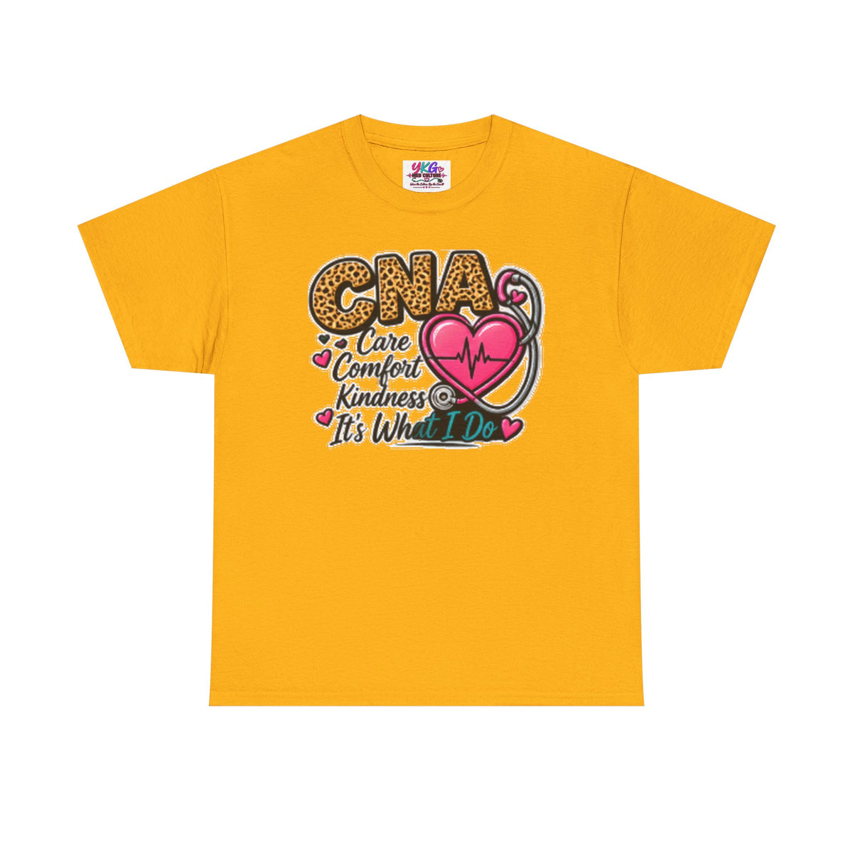 CNA Tee - "Care Comfort Kindness" Heartbeat Stethoscope Shirt for Nursing Assistants