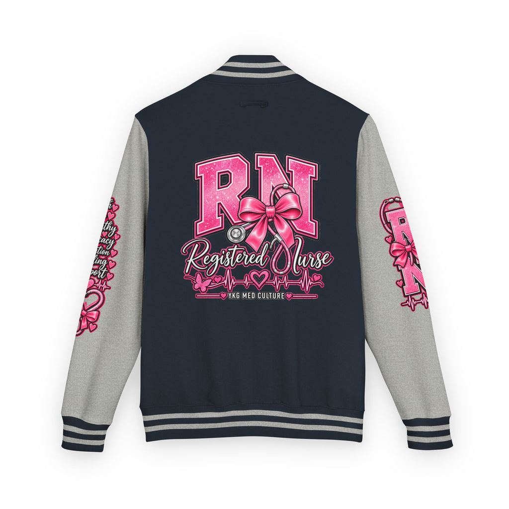 RN Registered Nurse Letterman Jacket — Pink Bow Varsity Jacket for Nurses