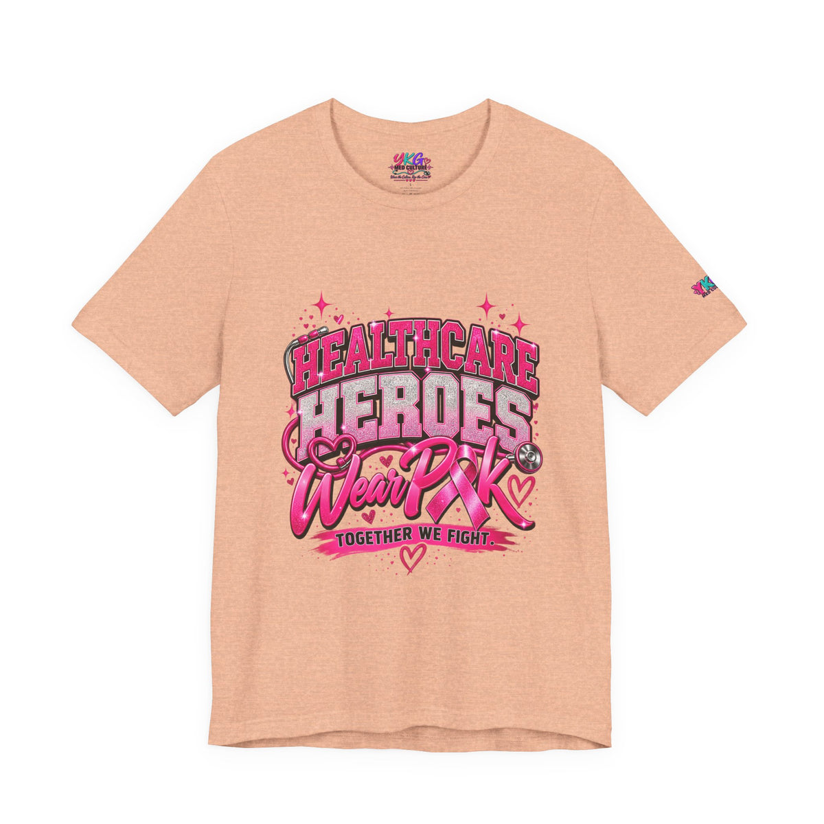 Breast Cancer Awareness Tee — "Healthcare Heroes Wear Pink" Support Ribbon Shirt