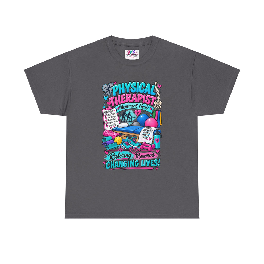 Physical Therapist T-Shirt — "Restoring Movement, Changing Lives" Colorful Rehab Tee