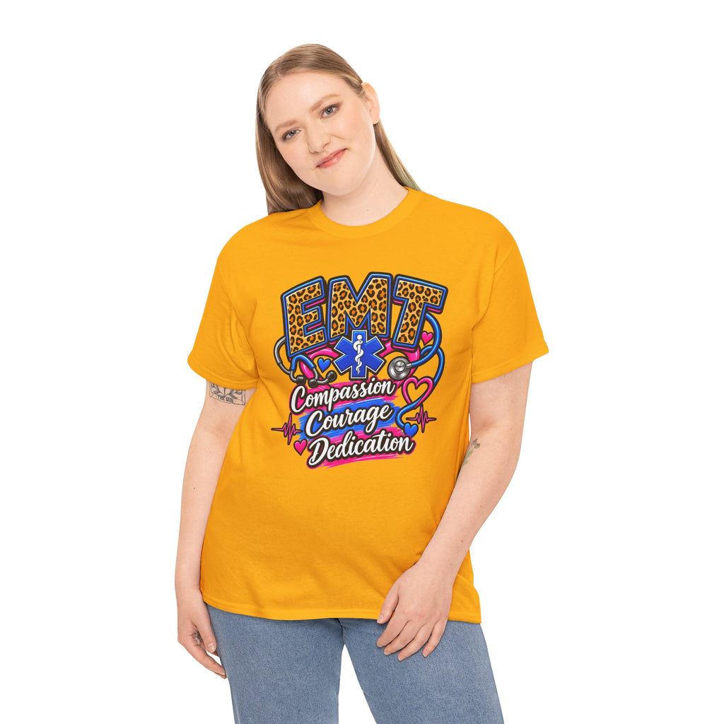EMT Compassion Courage Dedication T-Shirt — Paramedic & First Responder Tribute Tee