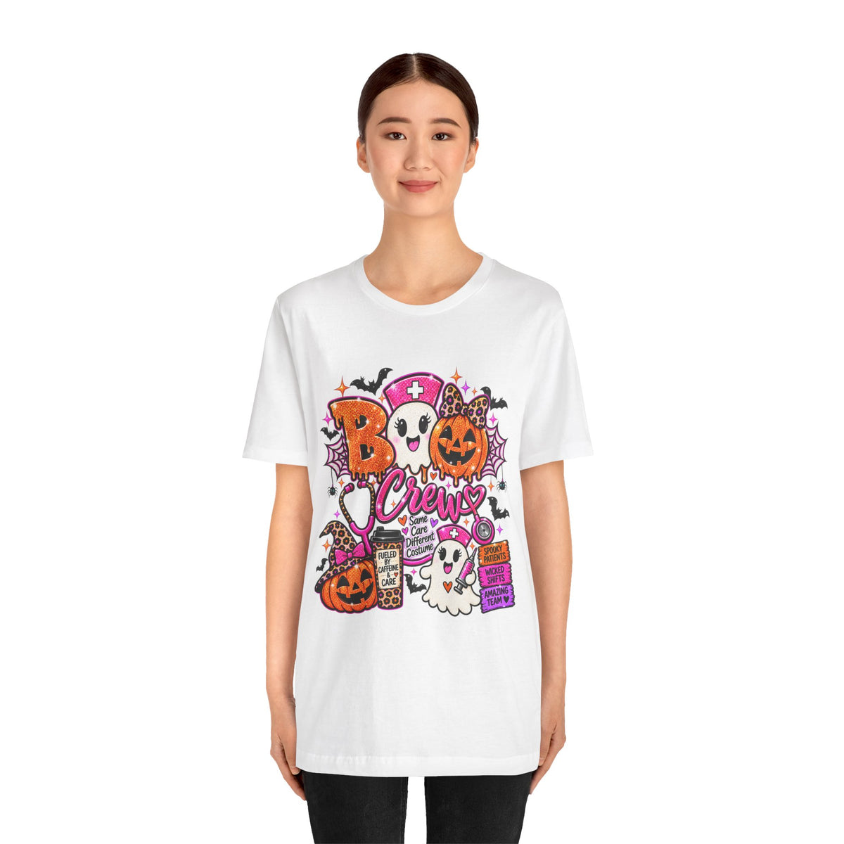 Halloween Boo Crew T-Shirt — Cute Nurse Ghosts, Jack-O'-Lanterns & Candy Graphic Tee
