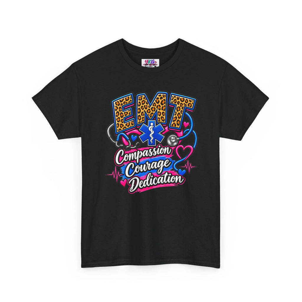 EMT Compassion Courage Dedication T-Shirt — Paramedic & First Responder Tribute Tee