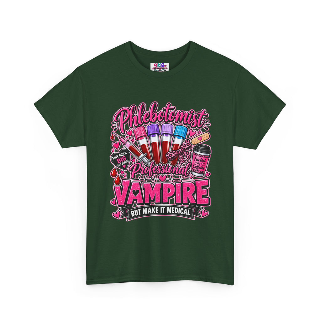 Phlebotomist Vampire T-Shirt – 'Professional Vampire but Make It Medical' Cute Medical Worker Tee