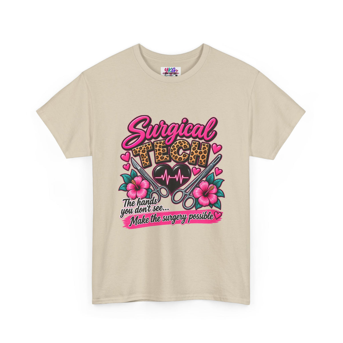 Surgical Tech T-Shirt – Cute Pink Leopard Scrub Scissors Design
