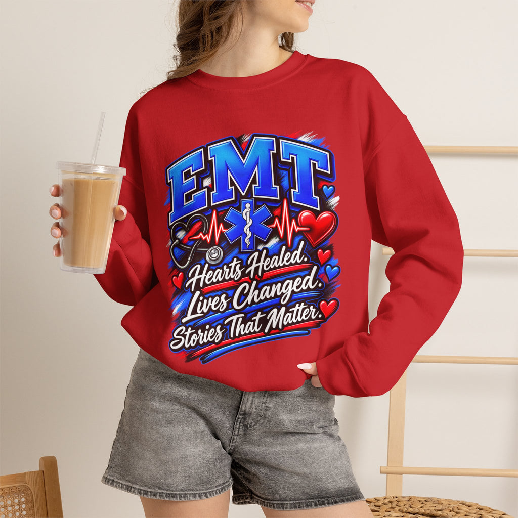 EMT Crewneck Sweatshirt — Hearts Healed, Lives Changed, Stories That Matter