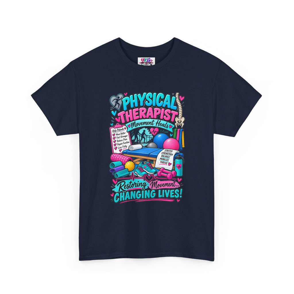 Physical Therapist T-Shirt — "Restoring Movement, Changing Lives" Colorful Rehab Tee