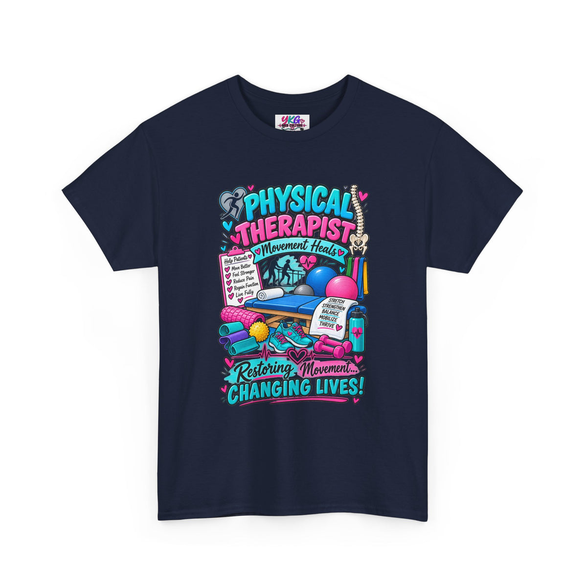 Physical Therapist T-Shirt — "Restoring Movement, Changing Lives" Colorful Rehab Tee