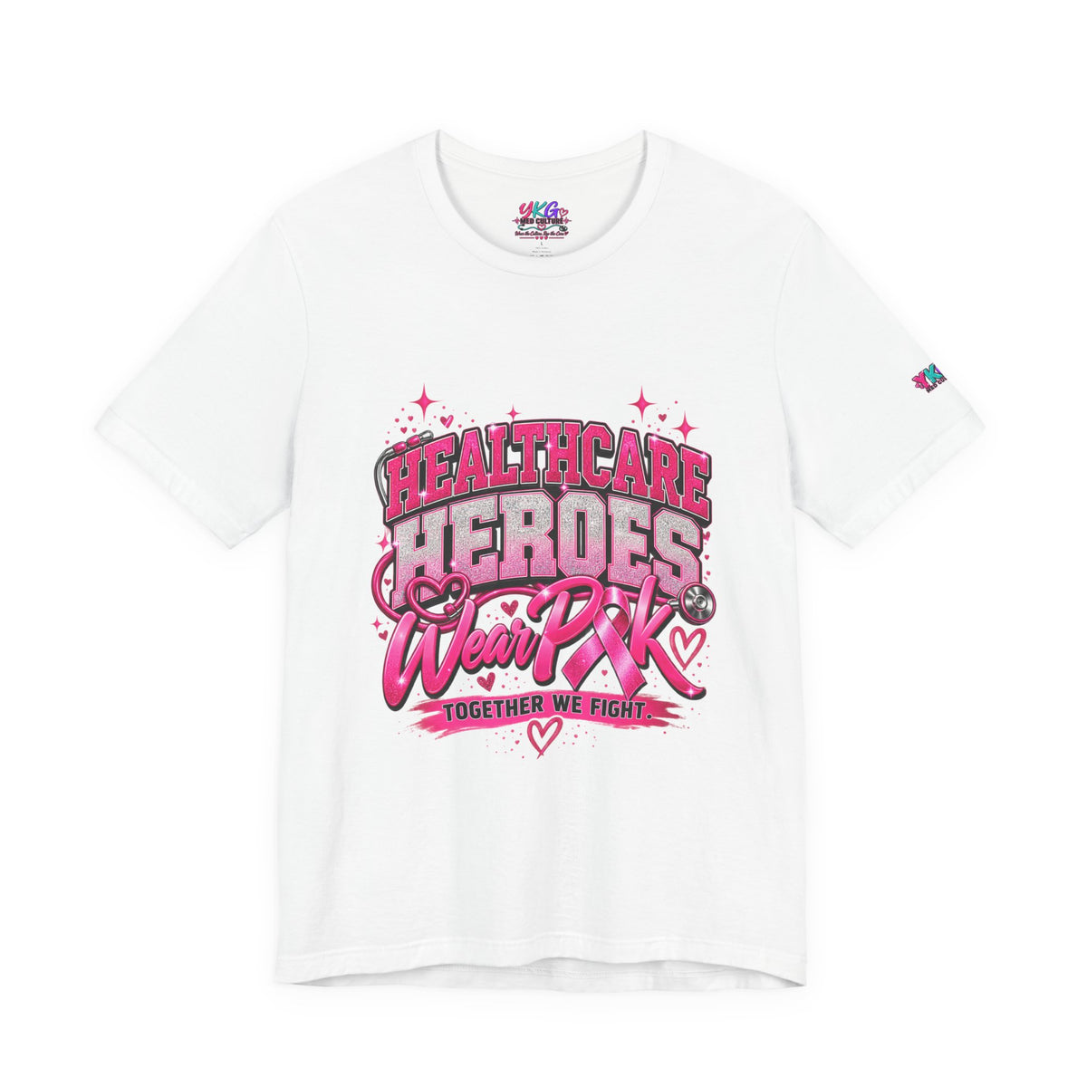 Breast Cancer Awareness Tee — "Healthcare Heroes Wear Pink" Support Ribbon Shirt