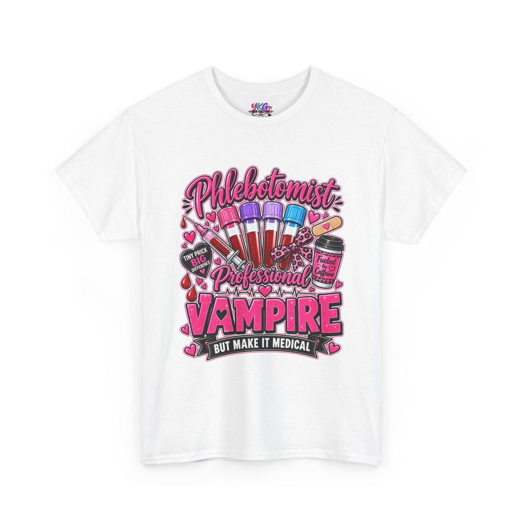 Phlebotomist Vampire T-Shirt – 'Professional Vampire but Make It Medical' Cute Medical Worker Tee