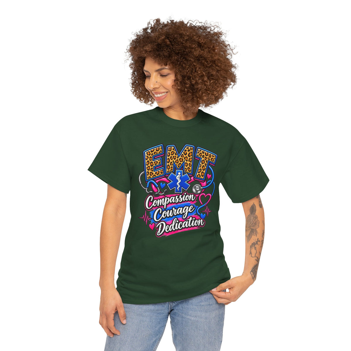 EMT Compassion Courage Dedication T-Shirt — Paramedic & First Responder Tribute Tee
