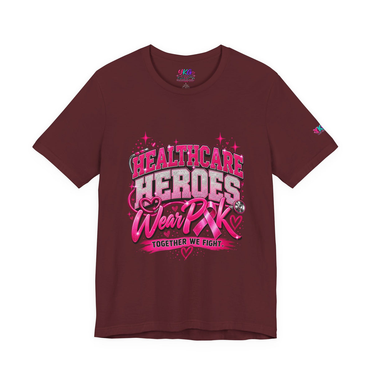 Breast Cancer Awareness Tee — "Healthcare Heroes Wear Pink" Support Ribbon Shirt