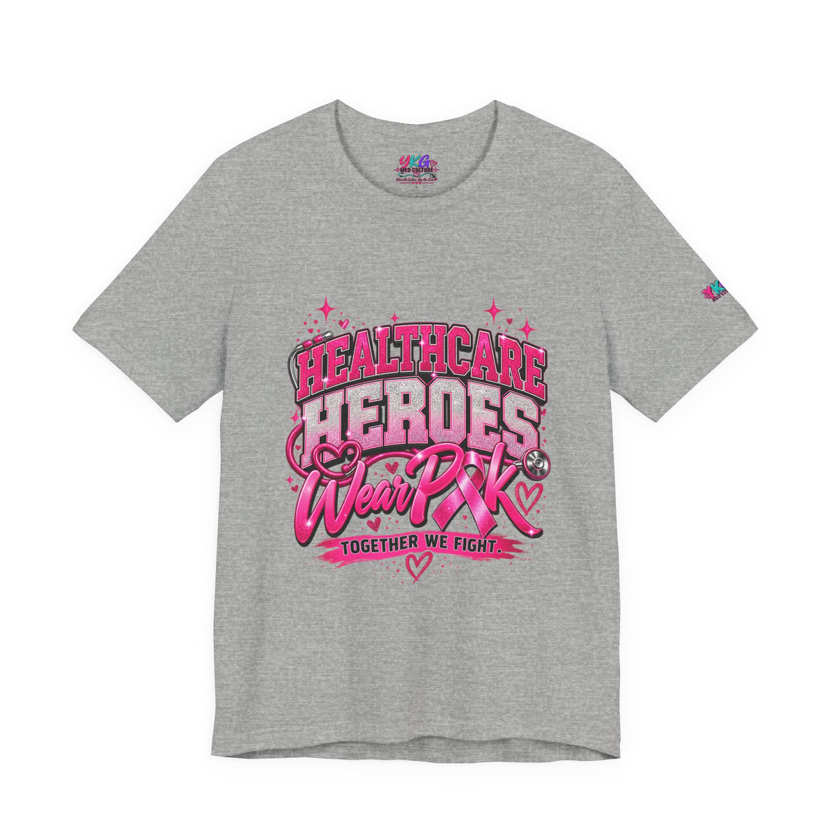 Breast Cancer Awareness Tee — "Healthcare Heroes Wear Pink" Support Ribbon Shirt