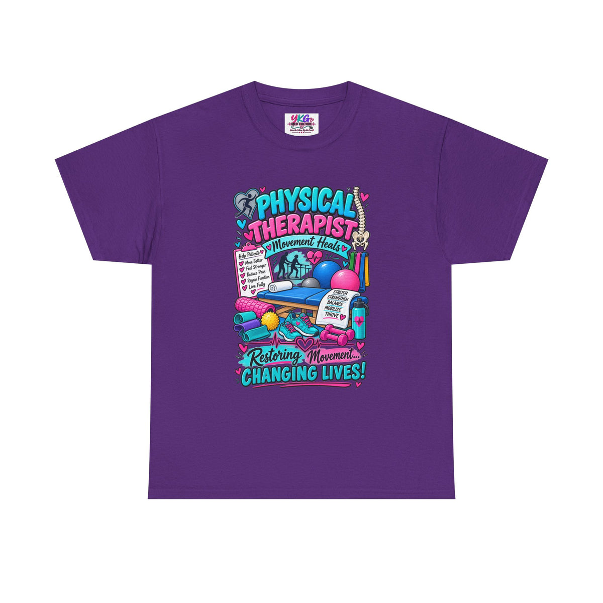 Physical Therapist T-Shirt — "Restoring Movement, Changing Lives" Colorful Rehab Tee