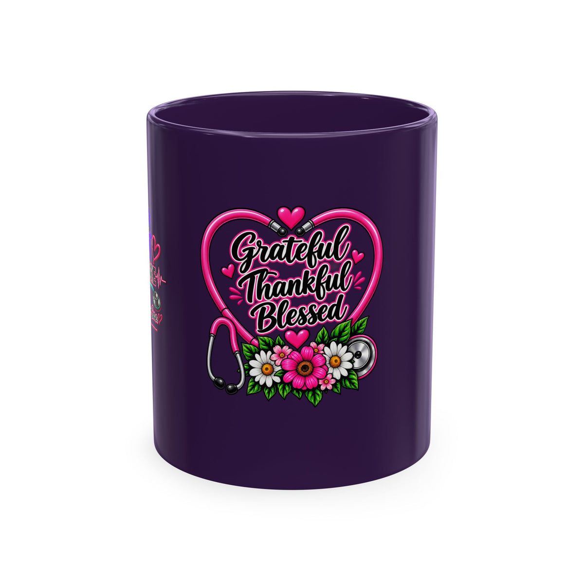 Grateful Thankful Blessed Nurse Mug — Floral Stethoscope Ceramic Coffee Cup