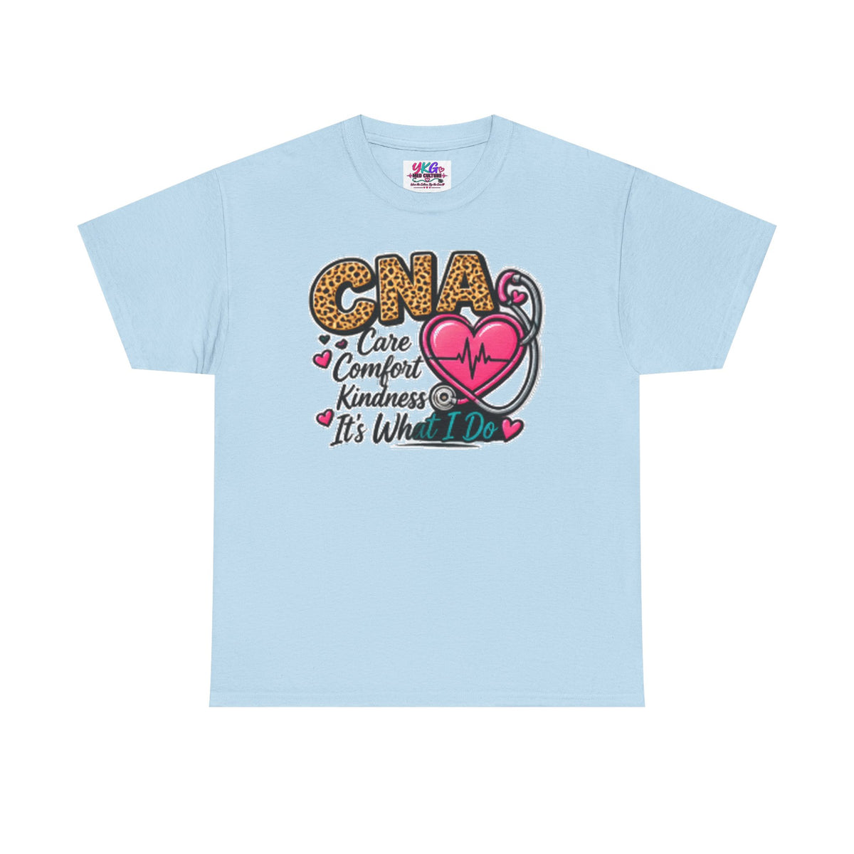 CNA Tee - "Care Comfort Kindness" Heartbeat Stethoscope Shirt for Nursing Assistants