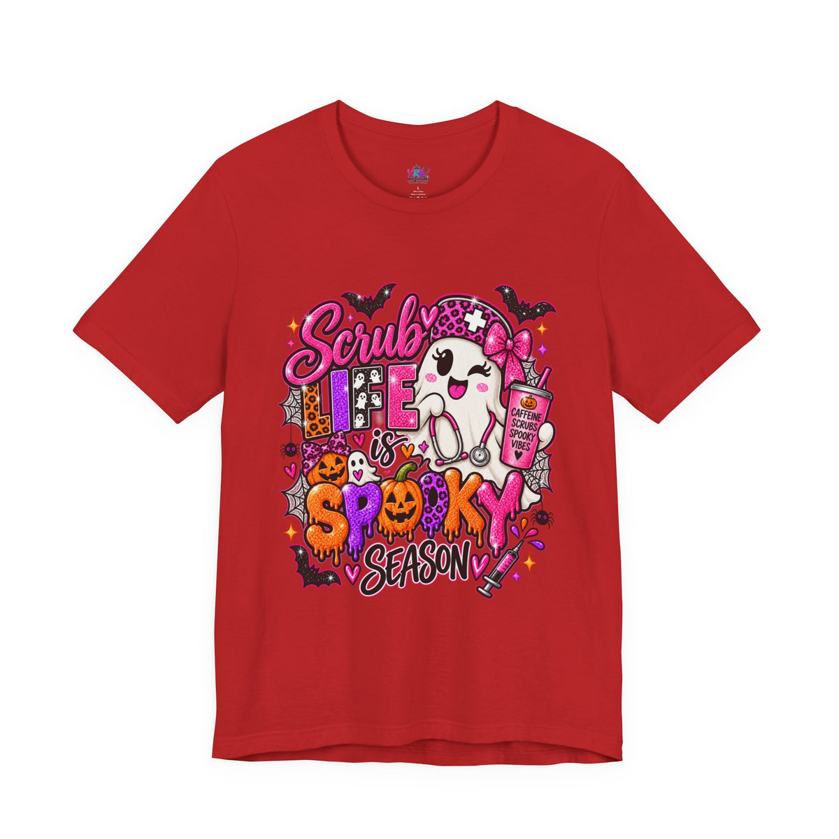 Spooky Season Scrub Life Graphic Tee — Halloween Nurse & Healthcare Cartoon Shirt