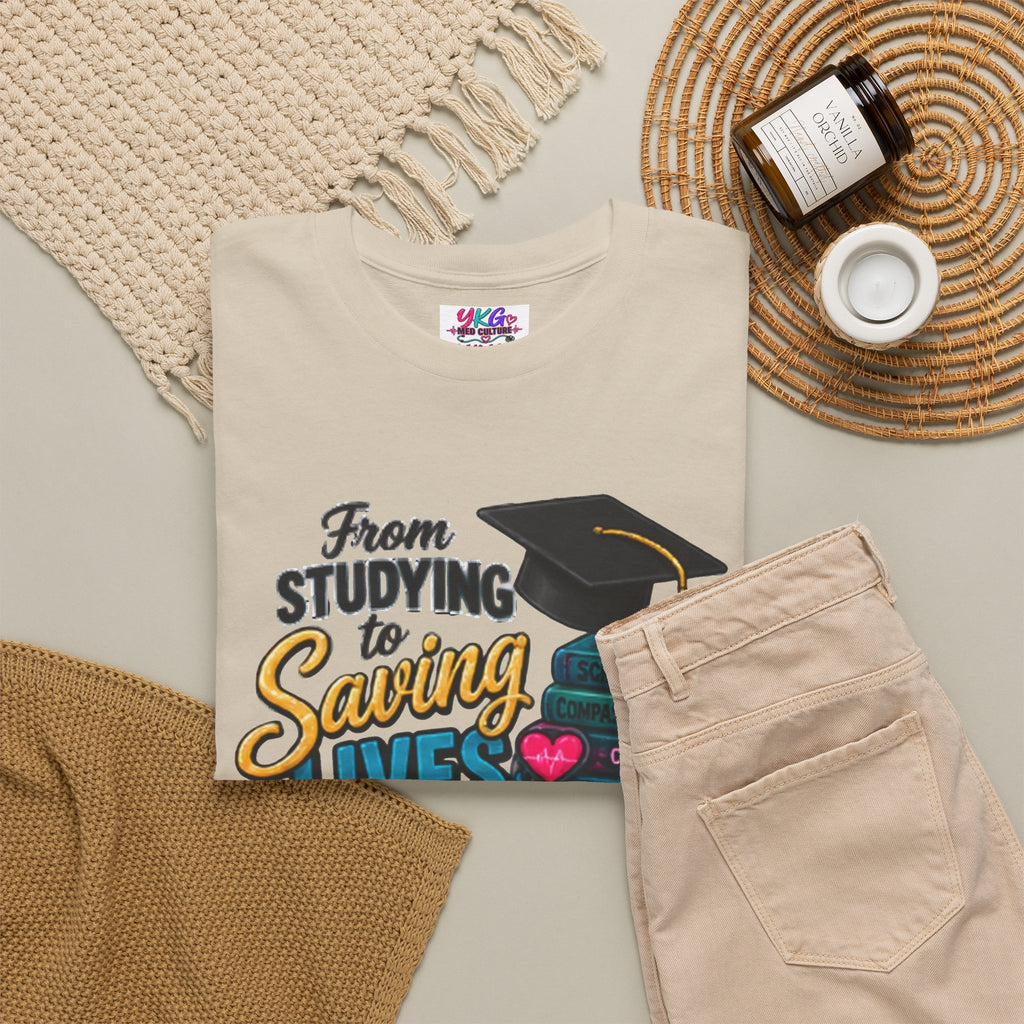 Saving Lives Nursing Graduate T-Shirt — "From Studying to Saving Lives" Graduation Tee