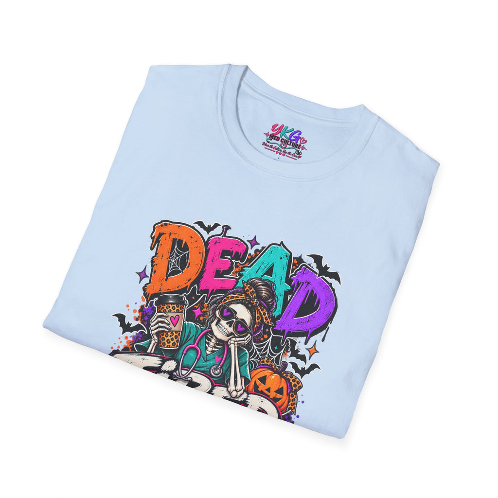 Dead Tired Still Caring Graphic T-Shirt — Funny Gothic Skull Tee