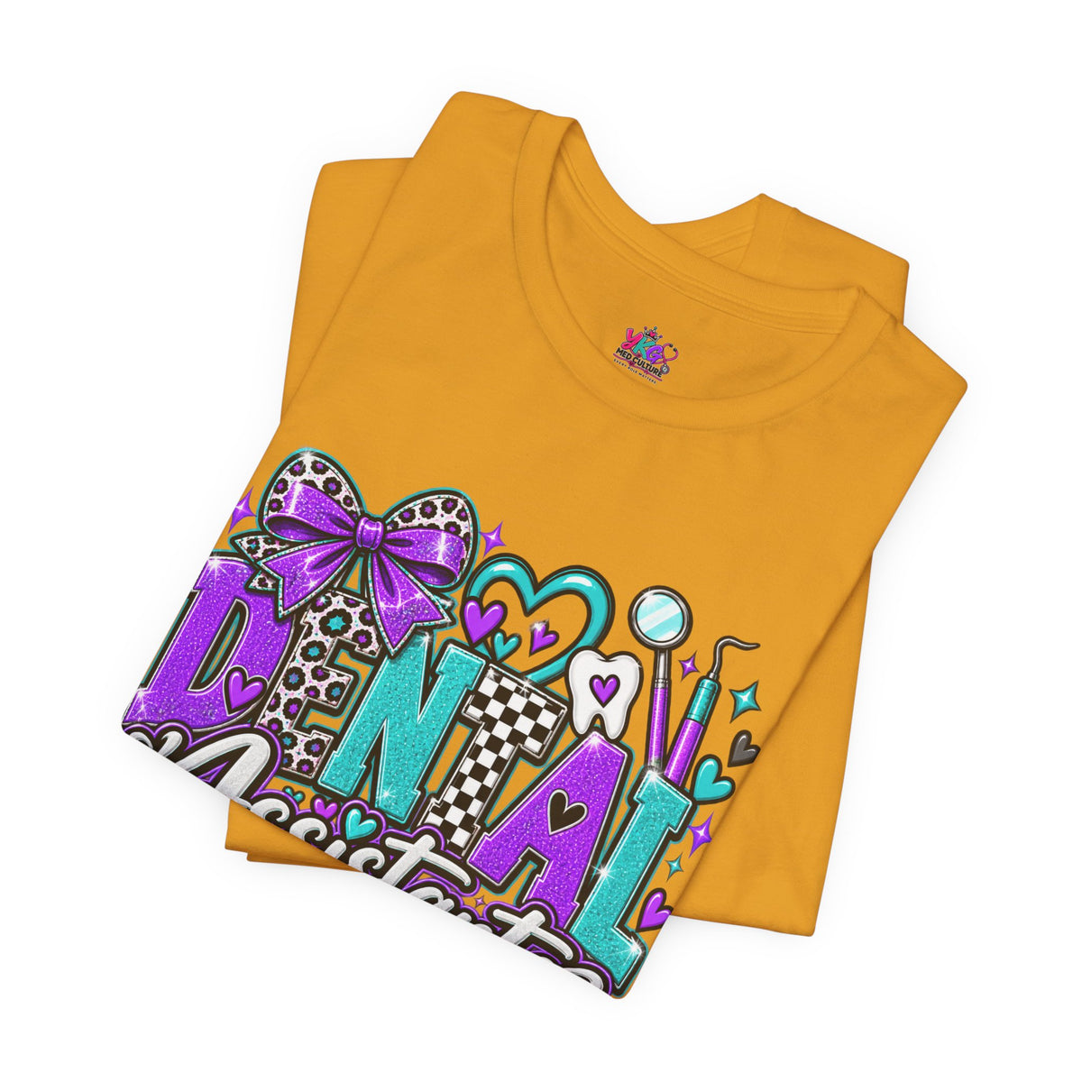 Dental Assistant T‑Shirt — Cute Purple & Teal Doodle Design