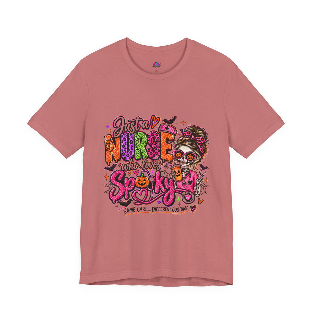 Just a Nurse Who Loves Spooky Tee — Halloween Nurse Graphic Shirt