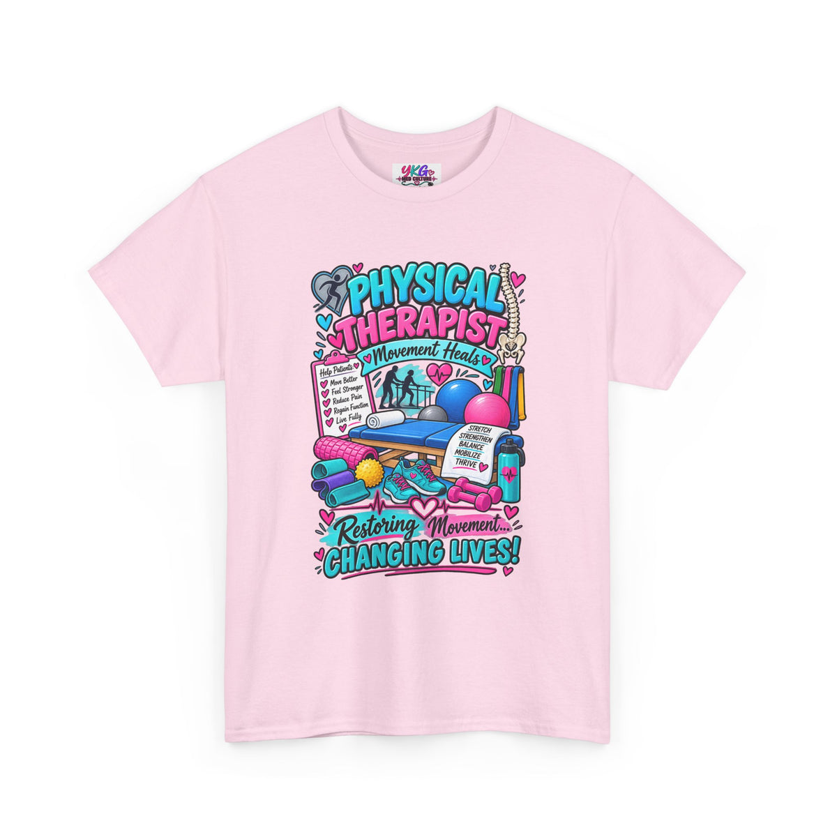 Physical Therapist T-Shirt — "Restoring Movement, Changing Lives" Colorful Rehab Tee