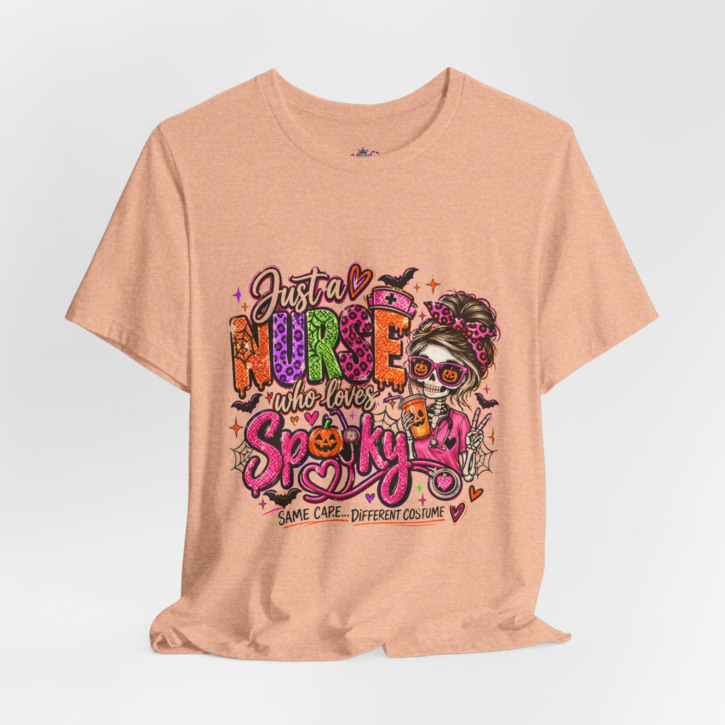 Just a Nurse Who Loves Spooky Tee — Halloween Nurse Graphic Shirt