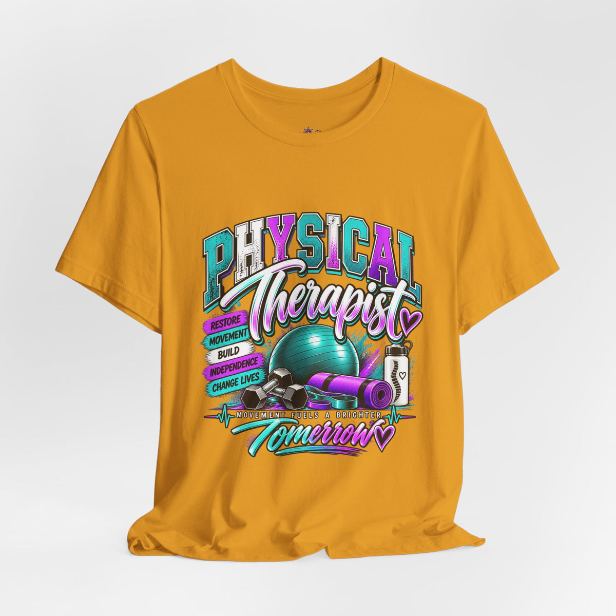 Physical Therapist Tee — Retro Fitness Graphic Shirt ("Physical Therapist: Helping People Move, Change Lives")