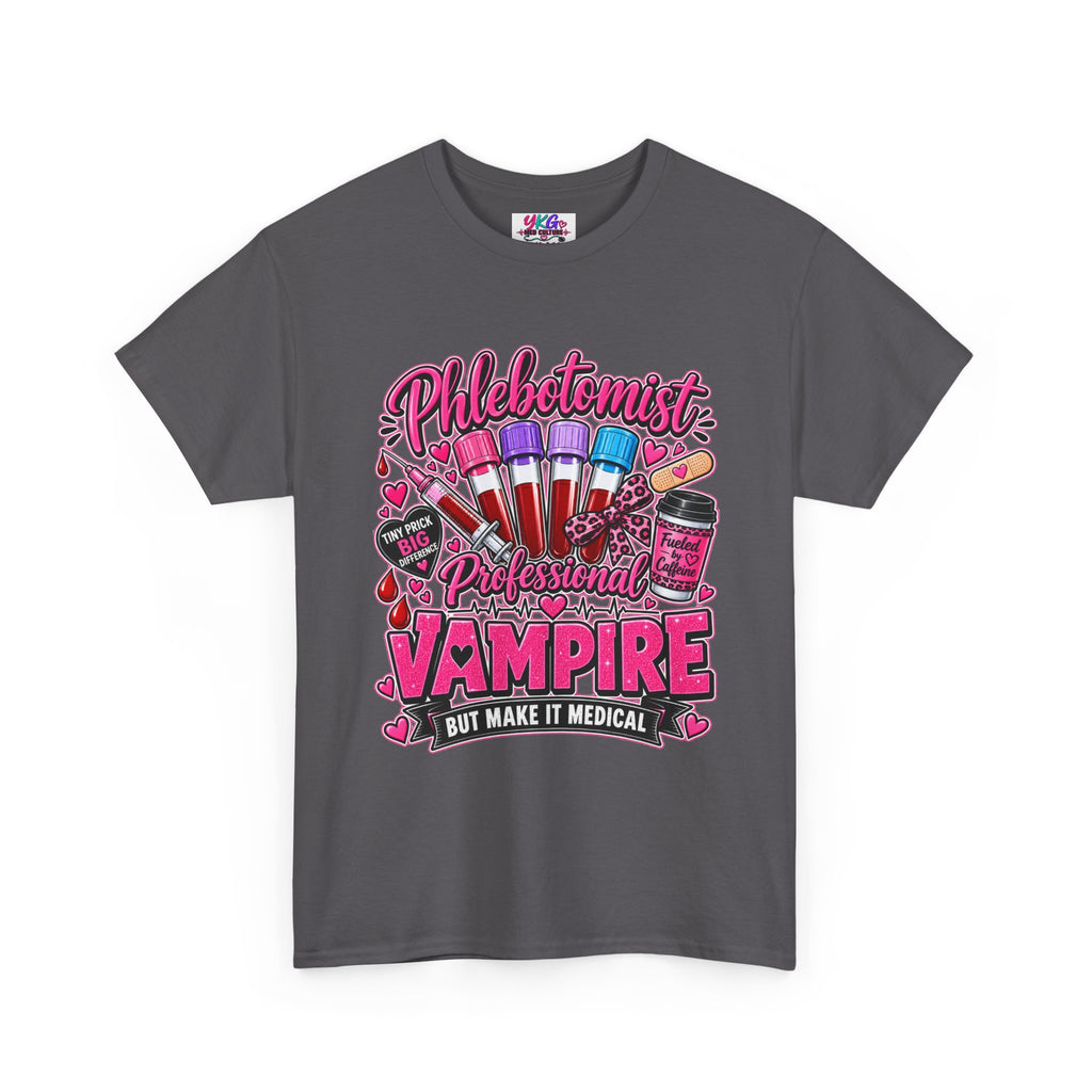 Phlebotomist Vampire T-Shirt – 'Professional Vampire but Make It Medical' Cute Medical Worker Tee