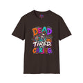 Dead Tired Still Caring Graphic T-Shirt — Funny Gothic Skull Tee