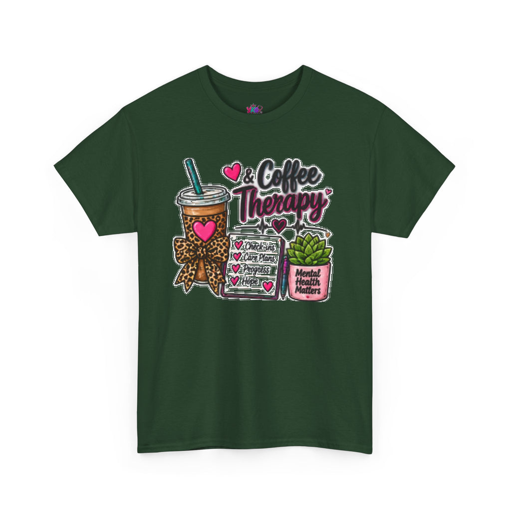 Coffee Therapy T-Shirt — Coffee, Plants & Self-Care Graphic Tee