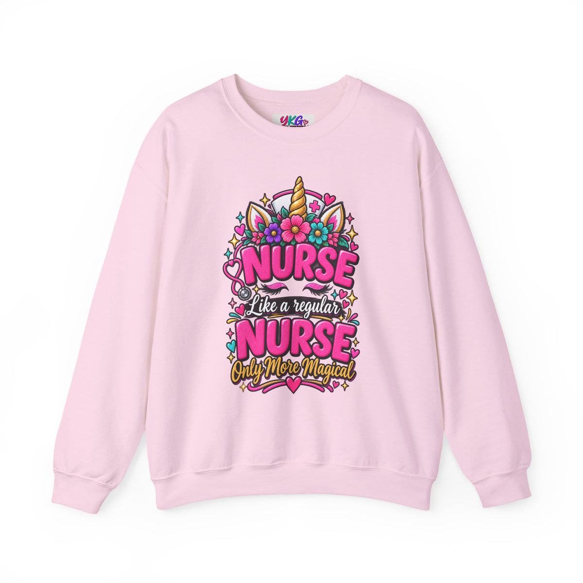 Crewneck Sweatshirt — "Nurse Like a Regular Nurse, Only More Magical" Cute Unicorn Nursing Pullover