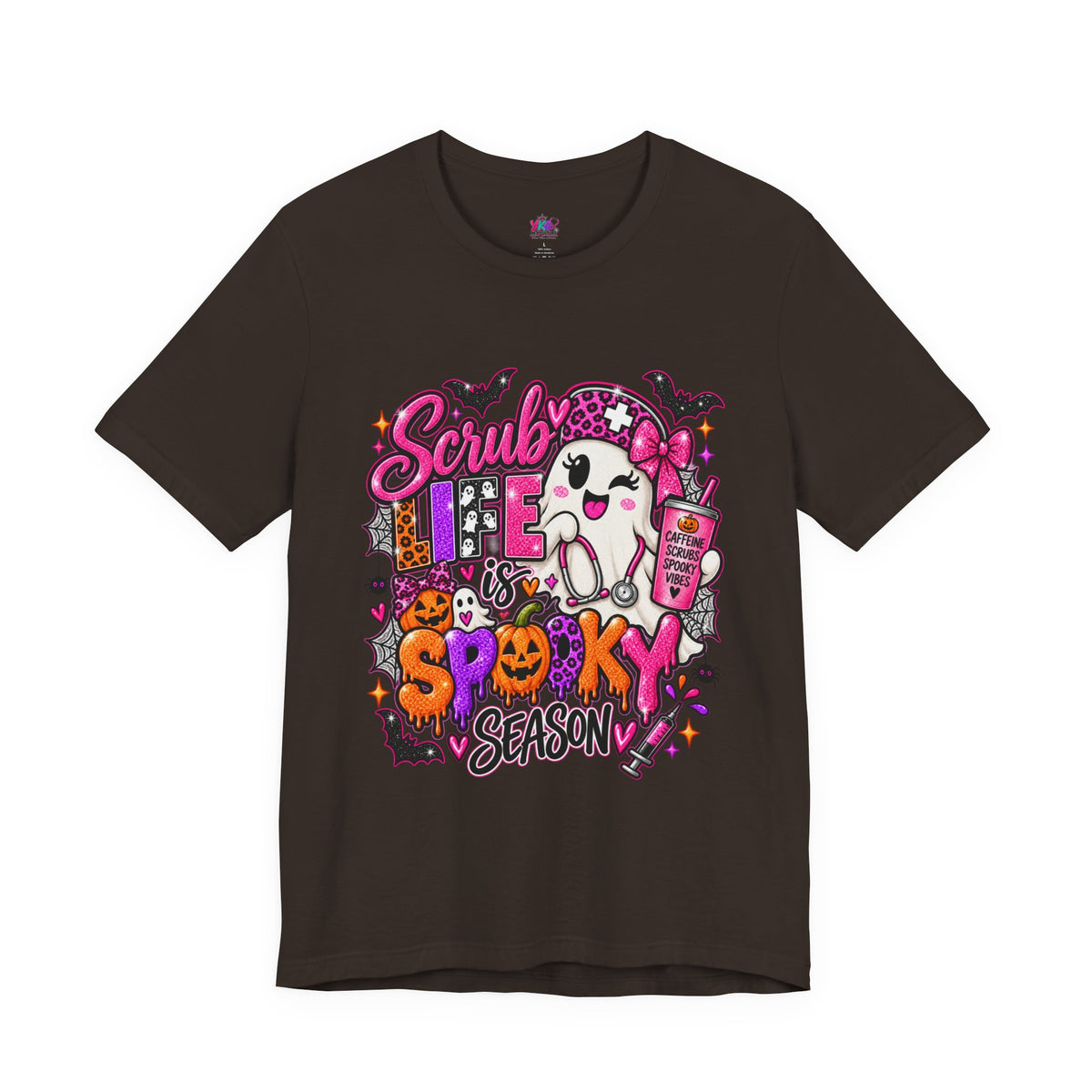 Spooky Season Scrub Life Graphic Tee — Halloween Nurse & Healthcare Cartoon Shirt