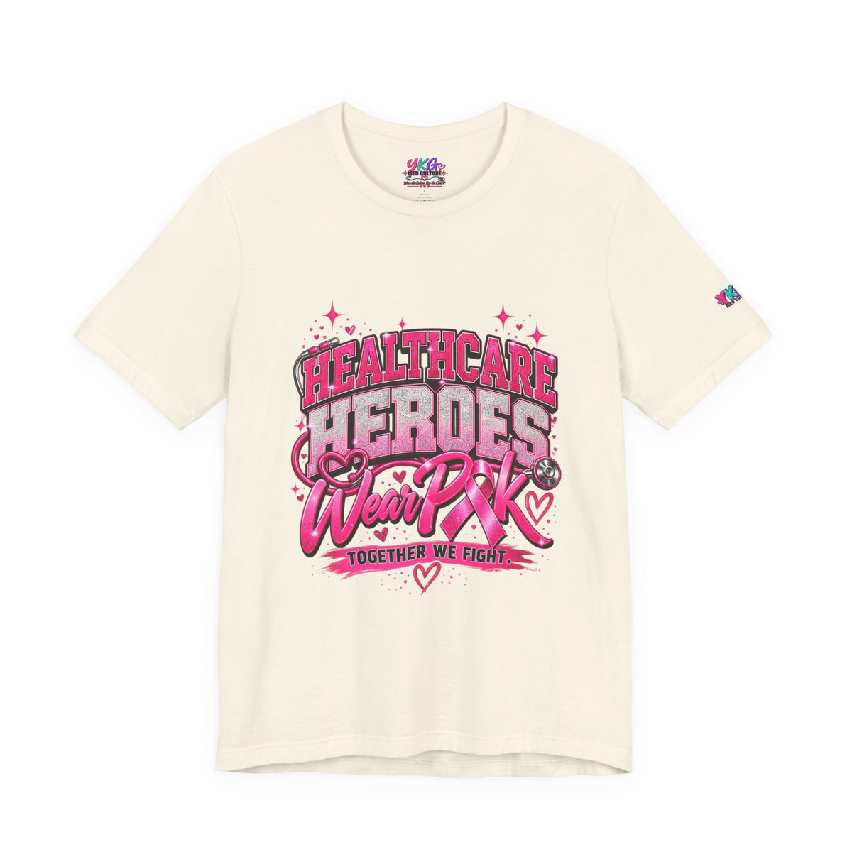 Breast Cancer Awareness Tee — "Healthcare Heroes Wear Pink" Support Ribbon Shirt