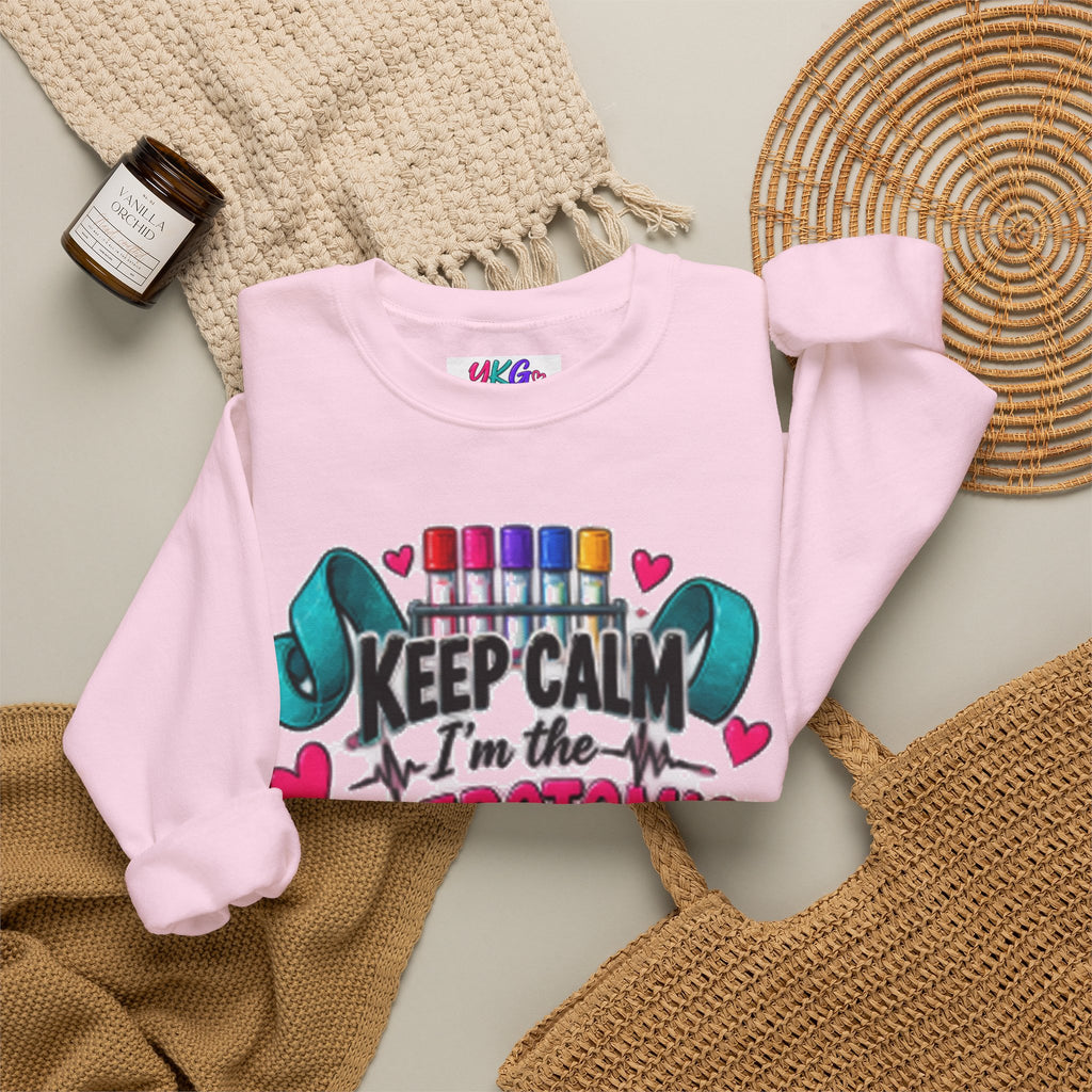 Phlebotomist Crewneck Sweatshirt – 'Keep Calm I'm the Phlebotomist' Cute Medical Gift