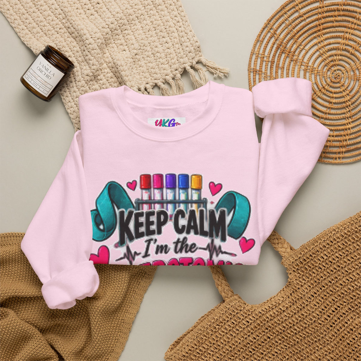 Phlebotomist Crewneck Sweatshirt – 'Keep Calm I'm the Phlebotomist' Cute Medical Gift