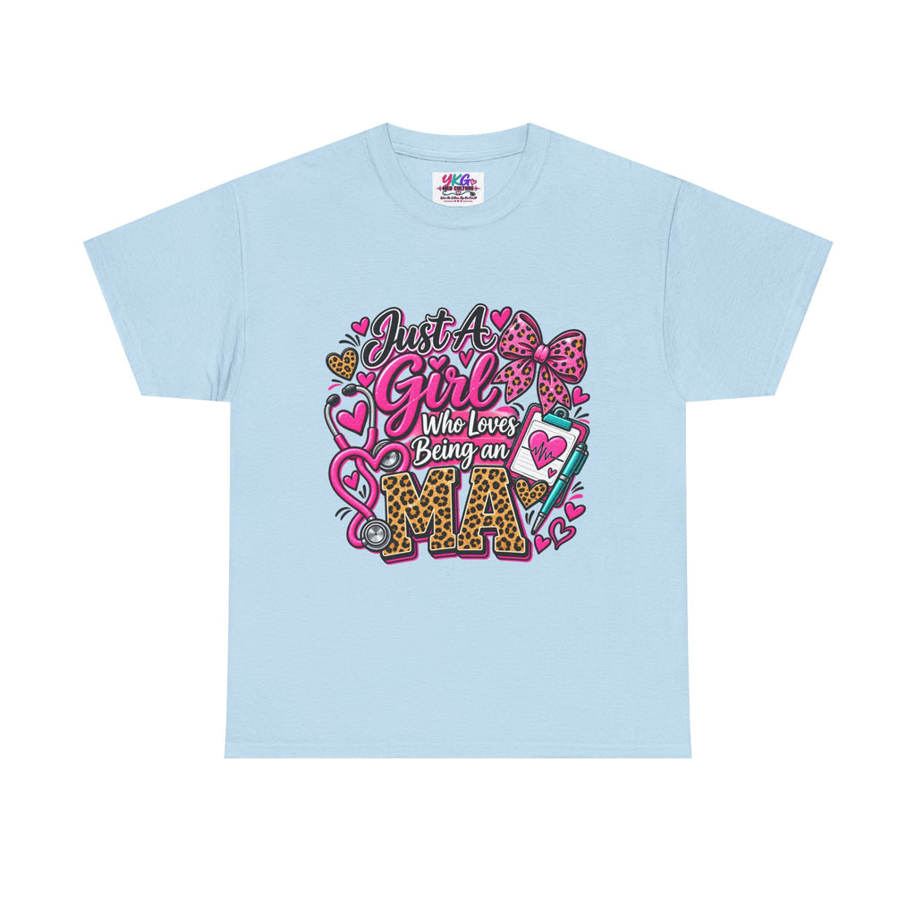 Girls Who Love Being an Medical Assistant T-Shirt — Cute Pink Leopard Nurse Tee