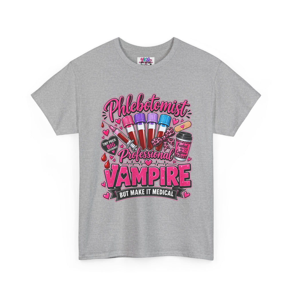 Phlebotomist Vampire T-Shirt – 'Professional Vampire but Make It Medical' Cute Medical Worker Tee