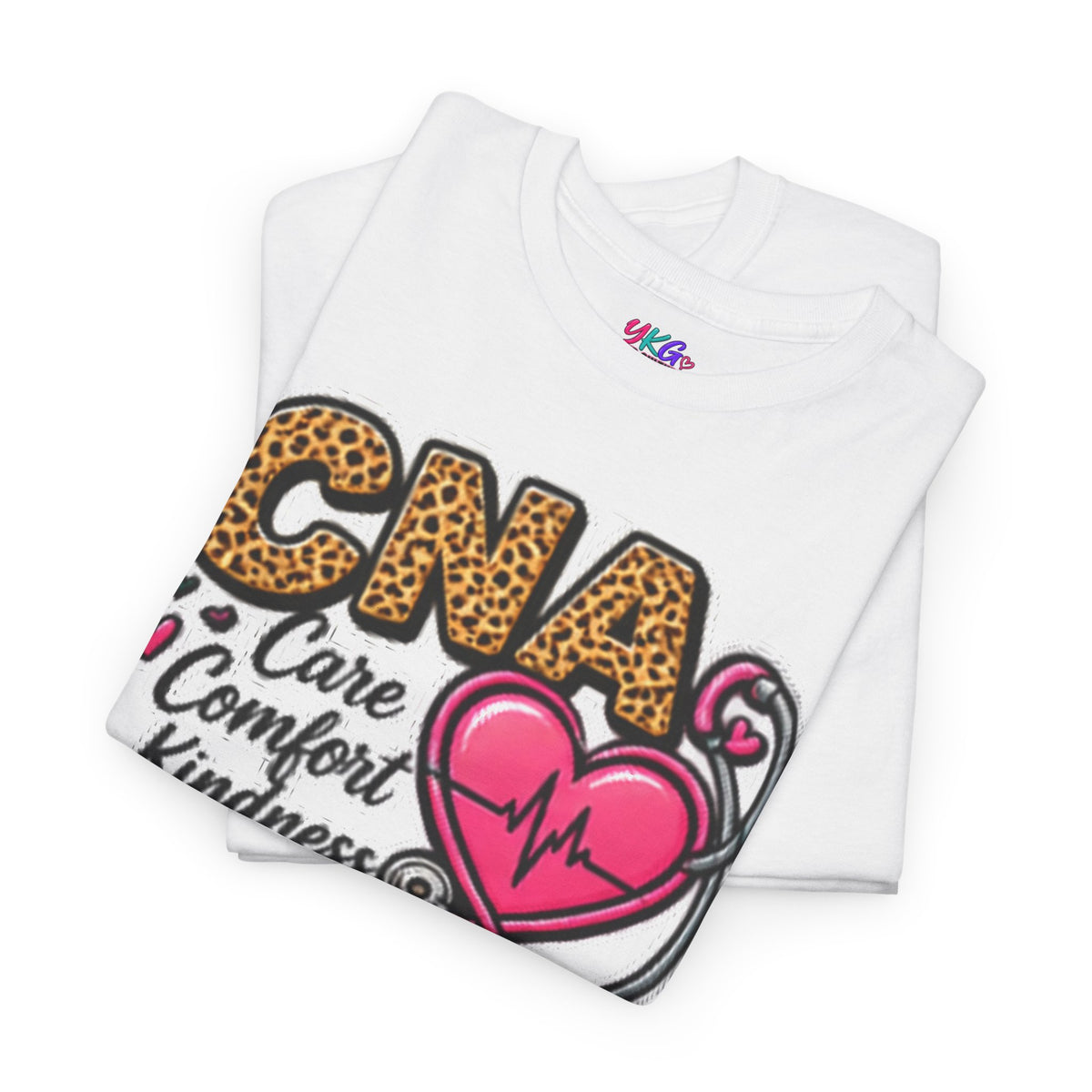 CNA Tee - "Care Comfort Kindness" Heartbeat Stethoscope Shirt for Nursing Assistants