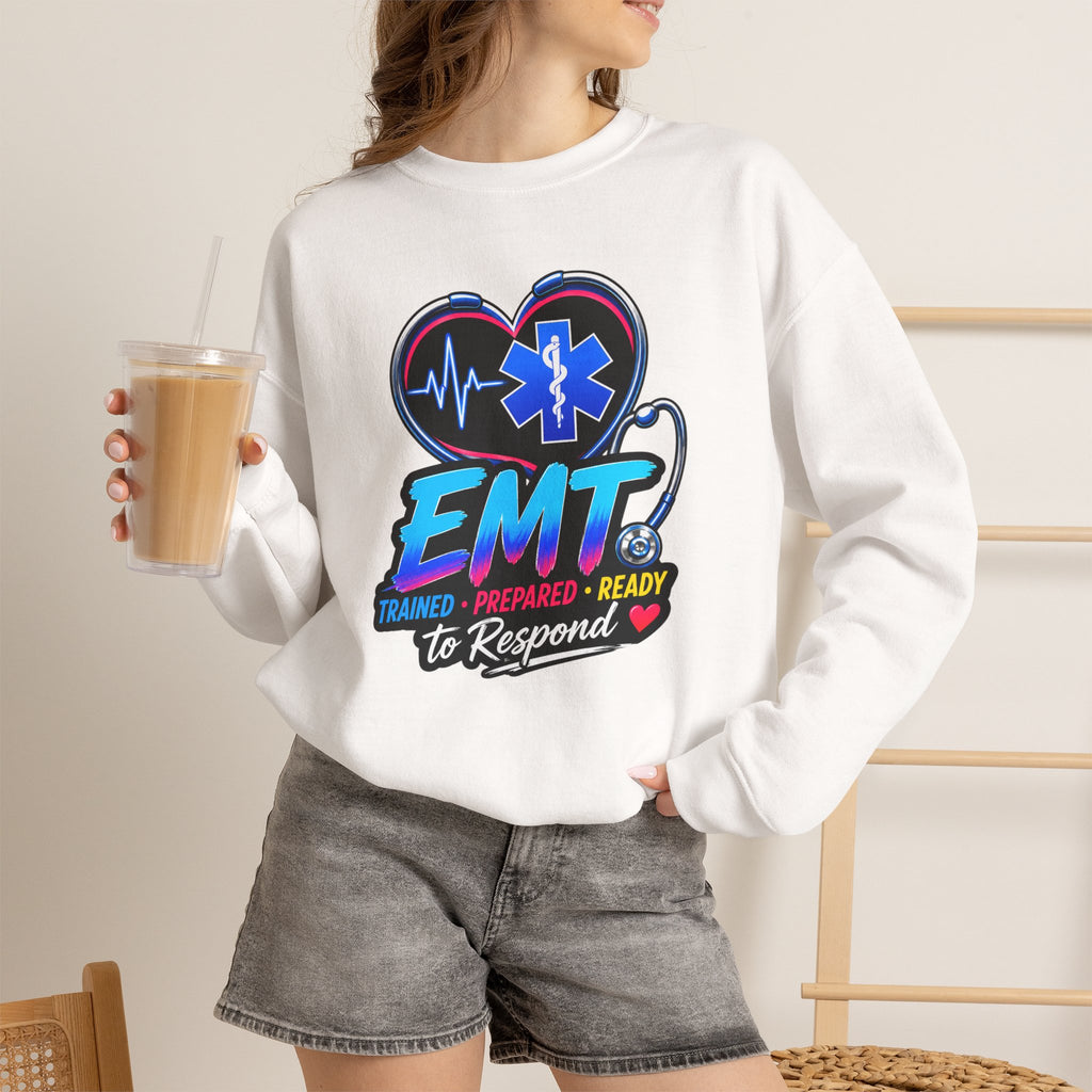 EMT Crewneck Sweatshirt — "Trained • Prepared • Ready to Respond" Paramedic Pullover
