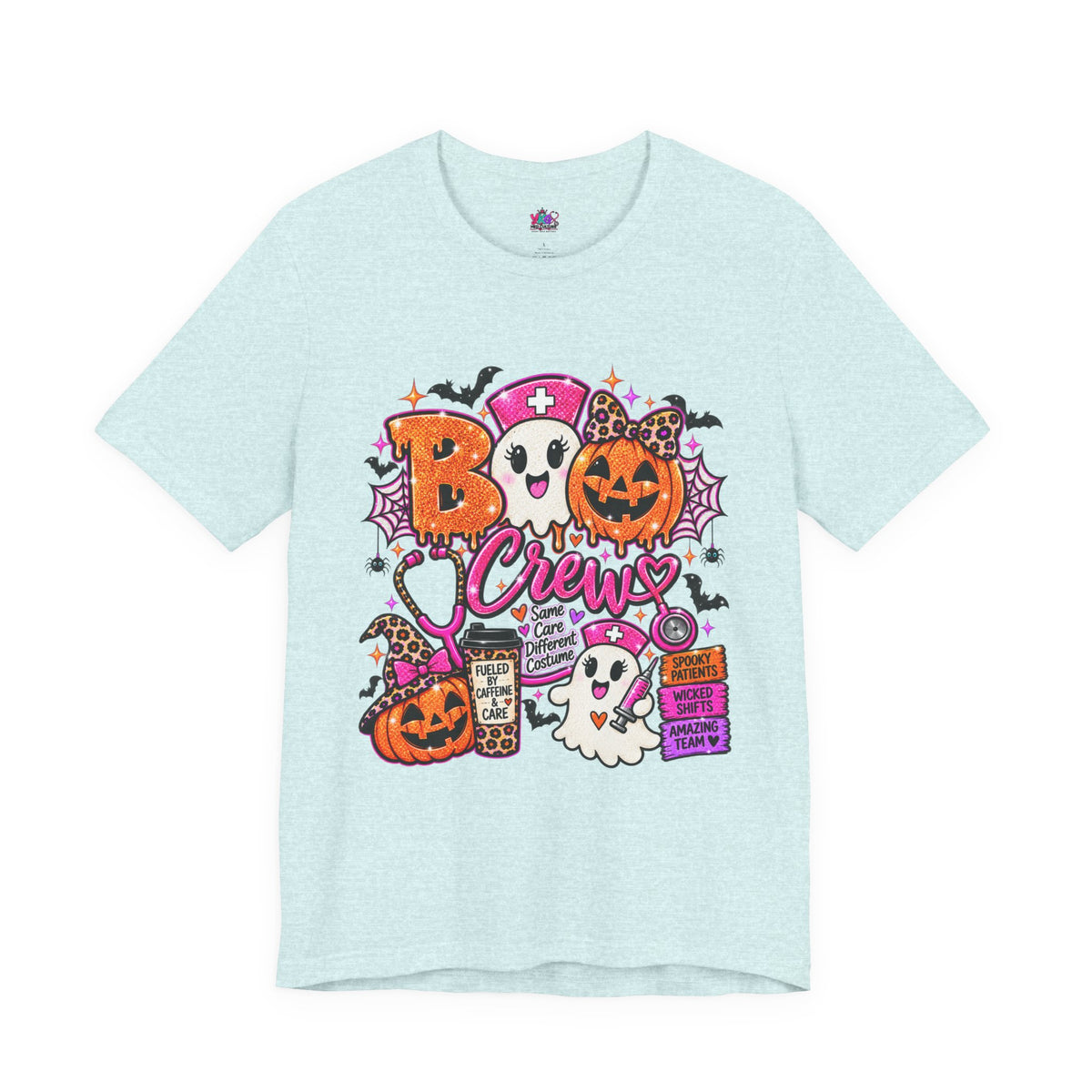 Halloween Boo Crew T-Shirt — Cute Nurse Ghosts, Jack-O'-Lanterns & Candy Graphic Tee