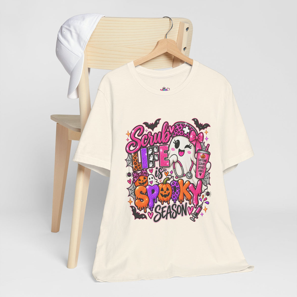 Spooky Season Scrub Life Graphic Tee — Halloween Nurse & Healthcare Cartoon Shirt